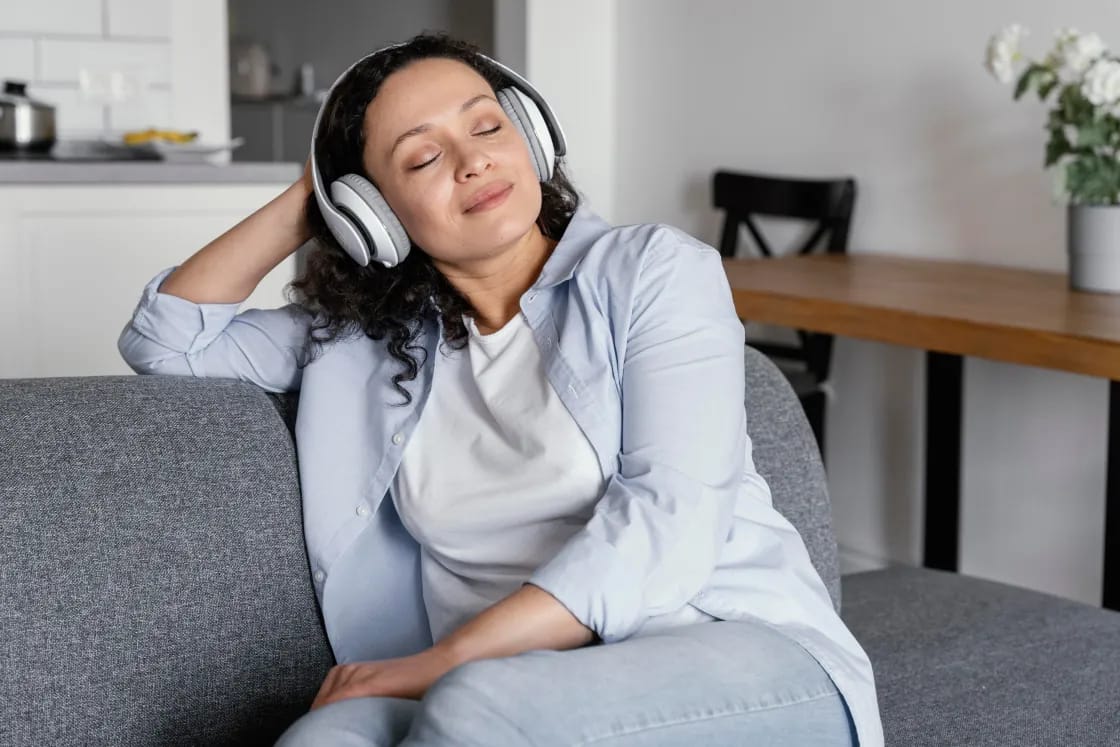 Woman with headphones